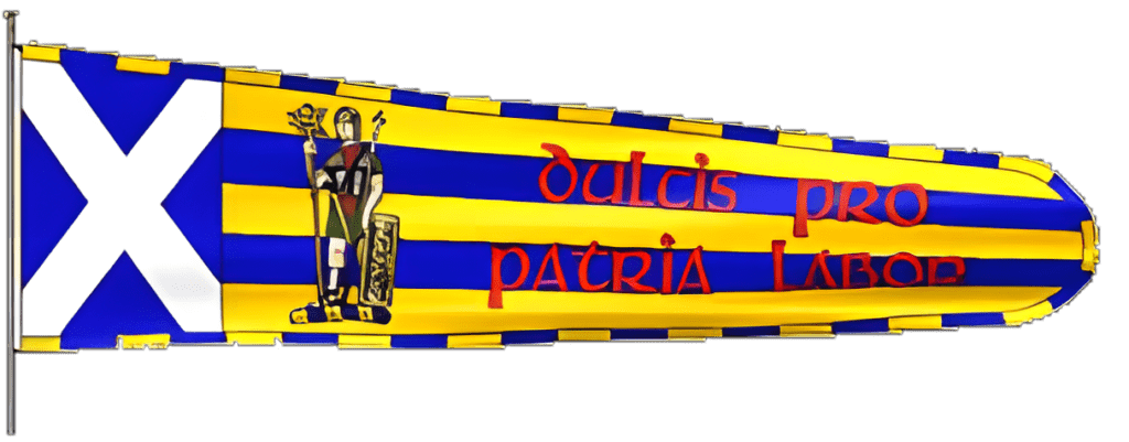 McKerrel Guidon Guidon of McKerrel displaying scotland flag and motto witha roman centurion
